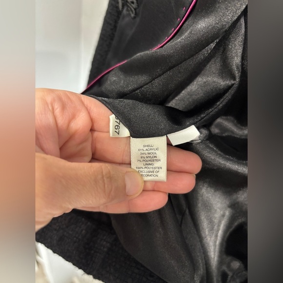 Ann Taylor Petites Wool Blend Blazer Lined Black Decorative Pin Flower Size 0P - Picture 6 of 11